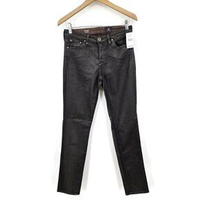 New AG Prima Cigarette Leg Brown Pants Womens 27 Waxed Jeans